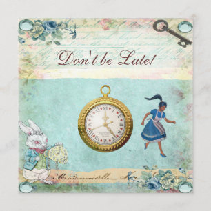  Alice in Wonderland Baby shower Tea Party Kaart