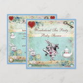 Alice in Wonderland Baby shower Tea Party Kaart (Voorkant / Achterkant)