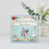 Alice in Wonderland Baby shower Tea Party Kaart (Staand voorkant)