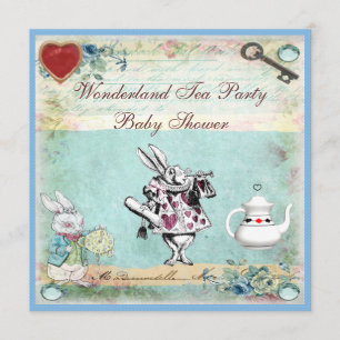 Alice in Wonderland Baby shower Tea Party Kaart