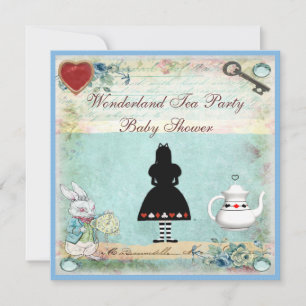 Alice in Wonderland Baby shower Tea Party Kaart