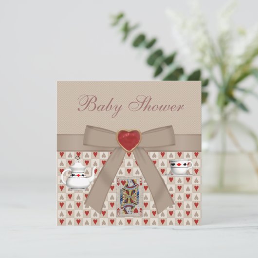 Alice in Wonderland Baby shower Tea Party nodigt u Kaart (Staand voorkant)