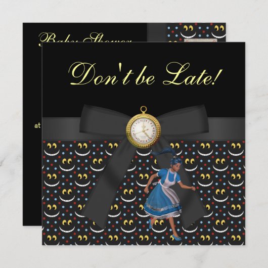 Alice in Wonderland Baby shower Tea Party nodigt u Kaart (Voorkant / Achterkant)