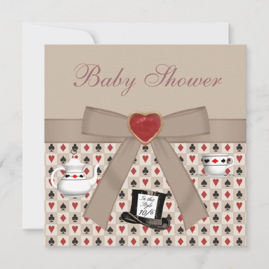 Alice in Wonderland Baby shower Tea Party nodigt u Kaart (Voorkant)