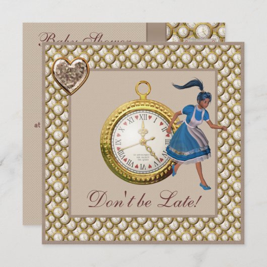 Alice in Wonderland Baby shower Tea Party nodigt u Kaart (Voorkant / Achterkant)
