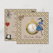 Alice in Wonderland Baby shower Tea Party nodigt u Kaart (Voorkant / Achterkant)