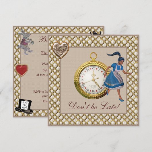 Alice in Wonderland Baby shower Tea Party nodigt u Kaart (Voorkant / Achterkant)