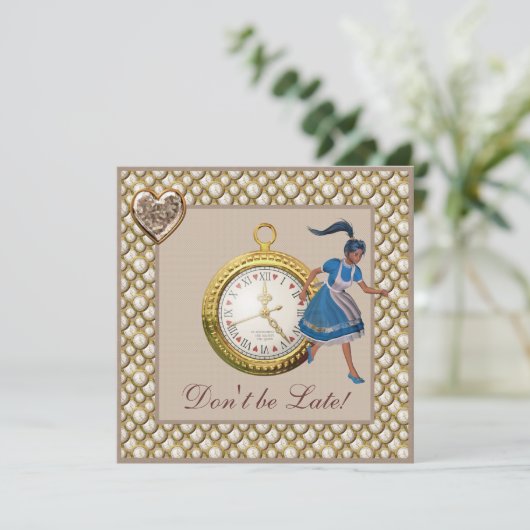 Alice in Wonderland Baby shower Tea Party nodigt u Kaart (Staand voorkant)