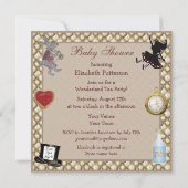 Alice in Wonderland Baby shower Tea Party nodigt u Kaart (Achterkant)
