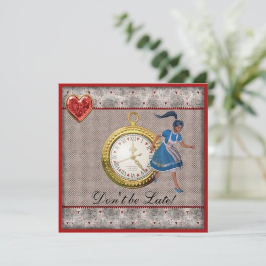 Alice in Wonderland Baby shower Tea Party nodigt u Kaart (Staand voorkant)