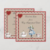 Alice in Wonderland Baby shower Tea Party nodigt u Kaart (Voorkant / Achterkant)