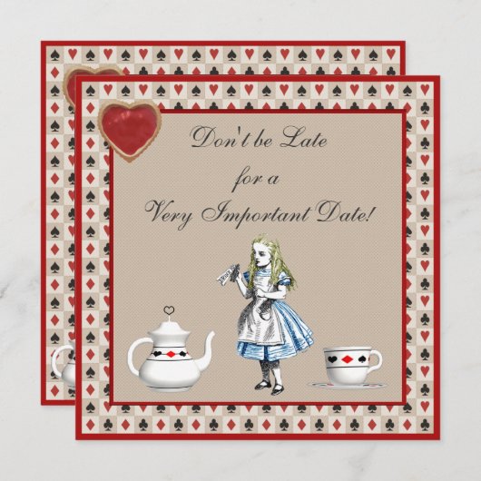 Alice in Wonderland Baby shower Tea Party nodigt u Kaart (Voorkant / Achterkant)