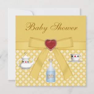 Alice in Wonderland Baby shower Tea Party Yellow Kaart