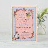 Alice in Wonderland Baby shower Teapot Invitation Kaart (Staand voorkant)