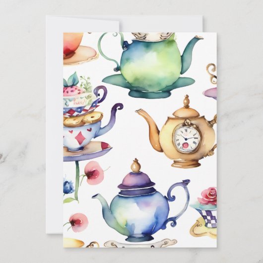 Alice in wonderland baby shower theefeest kaart (Achterkant)