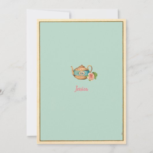 Alice in Wonderland baby shower turqoise blauwgroe Kaart (Achterkant)