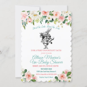 Alice in Wonderland baby shower uitnodiging