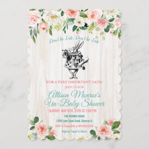Alice in Wonderland baby shower uitnodiging