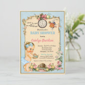 Alice in Wonderland Baby shower Uitnodiging blond (Staand voorkant)