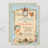 Alice in Wonderland Baby shower Uitnodiging blond (Voorkant / Achterkant)