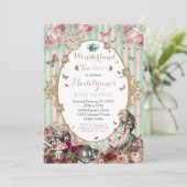 Alice in Wonderland Baby shower Uitnodiging Vintag (Staand voorkant)
