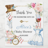 Alice in Wonderland Baby shower Verjaardag High Te Wijn Etiket (Enkel label)