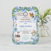 Alice in Wonderland babyBOY doucheuitnodiging Kaart (Staand voorkant)