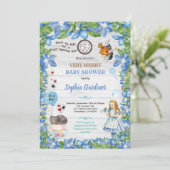 Alice in Wonderland babyBOY doucheuitnodiging Kaart (Staand voorkant)