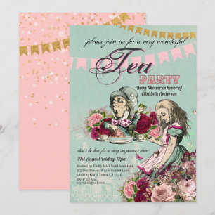 Alice In Wonderland BabyShower MadHatter Tea Party Kaart