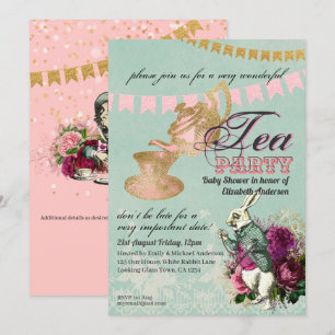 Alice In Wonderland BabyShower MadHatter Tea Party Kaart