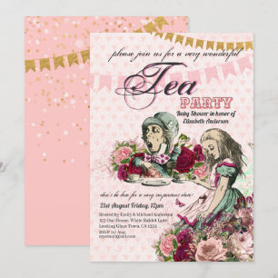Alice In Wonderland BabyShower MadHatter Tea Party Kaart