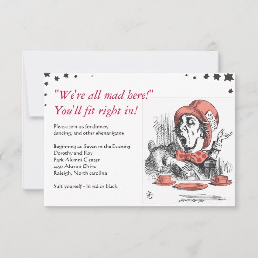 Alice in Wonderland - bat Mitzvah Party card Kaart (Voorkant)