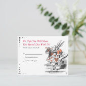 Alice in Wonderland Bat Mitzvah Reply Card RSVP Kaartje (Staand voorkant)