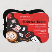 ALICE in WONDERLAND Bat Mitzvah Uitnodiging (Voorkant / Achterkant)