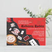 ALICE in WONDERLAND Bat Mitzvah Uitnodiging (Staand voorkant)