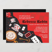 ALICE in WONDERLAND Bat Mitzvah Uitnodiging (Voorkant / Achterkant)