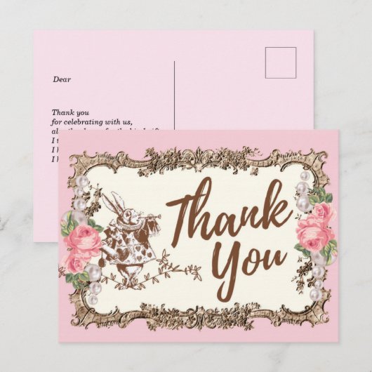 alice in wonderland bedankt briefkaart (Voorkant / Achterkant)