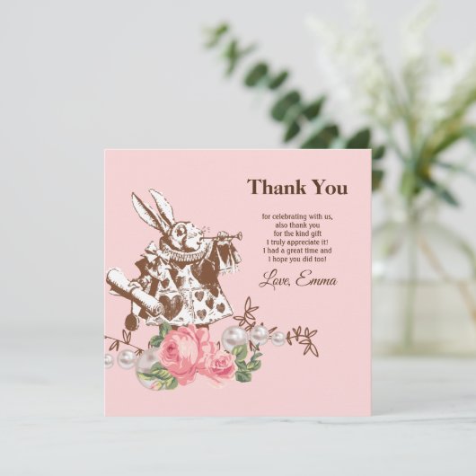 alice in wonderland bedankt kaart (Staand voorkant)