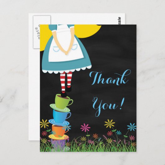 Alice in Wonderland Bedankt Post Kaarten (Voorkant / Achterkant)