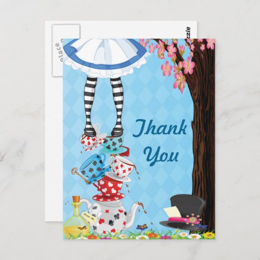 Alice in Wonderland Bedankt Post Kaarten (Voorkant / Achterkant)