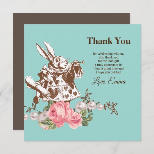 alice in wonderland bedankt voor je uitnodiging (Voorkant / Achterkant)