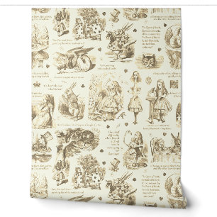 Alice in Wonderland Beige Crème Toile Nurseriedeco Behang