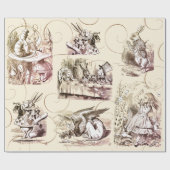 Alice in Wonderland  Beige Gold Cadeaupapier (Vlak)