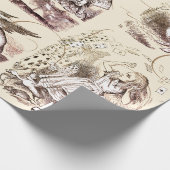 Alice in Wonderland  Beige Gold Cadeaupapier (Hoek)