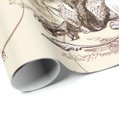 Alice in Wonderland  Beige Gold Cadeaupapier (Rol Hoek)