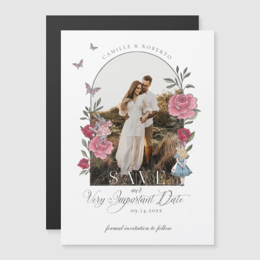 Alice in Wonderland Belangrijke foto van datum Magnetische Uitnodiging (Voorkant / Achterkant)