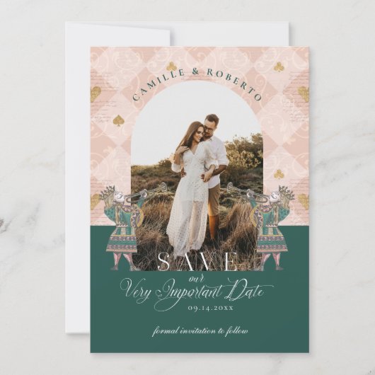 Alice in Wonderland Belangrijke foto van datum Save The Date (Voorkant)