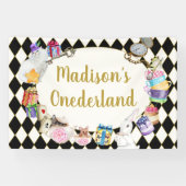 Alice in Wonderland Birthday Banner, 1ste verjaard Spandoek (Horizontaal)
