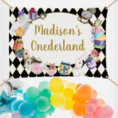 Alice in Wonderland Birthday Banner, 1ste verjaard Spandoek