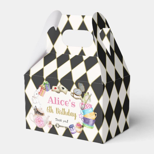 Alice in Wonderland Birthday Bedankdoosjes (Voorkant Zijde)